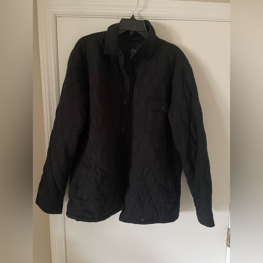 Men’s black large quality black buttoned winter coat